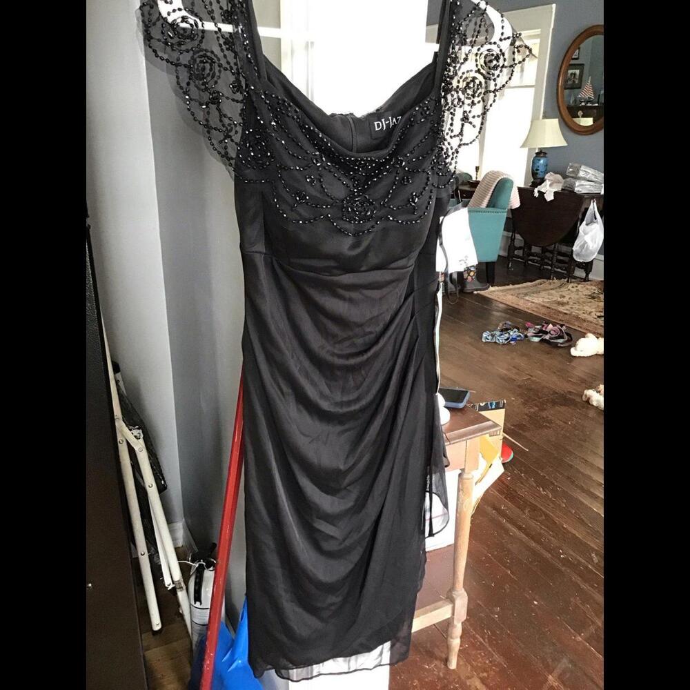 Black Beaded Midi Dress